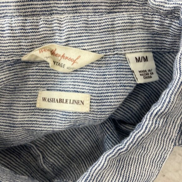 Weatherproof Vintage Blue & White Striped Cap Sleeve Button-Up Womens Shirt Sz M - Picture 4 of 6